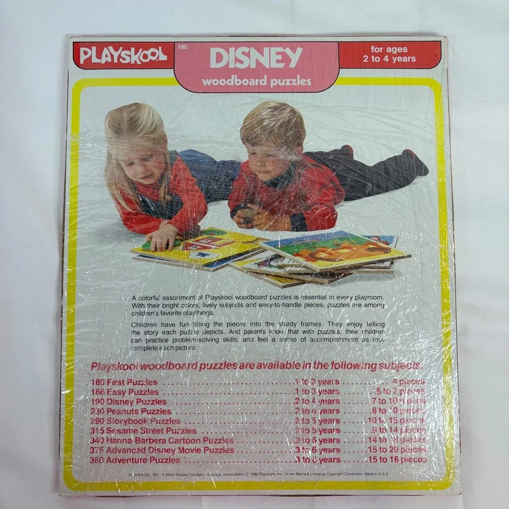 Vintage Playskool Disney Woodboard Puzzle 190 10 Pc Huey Dewey Louie Ages 2-4